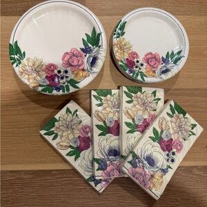 Floral paper plates and napkins